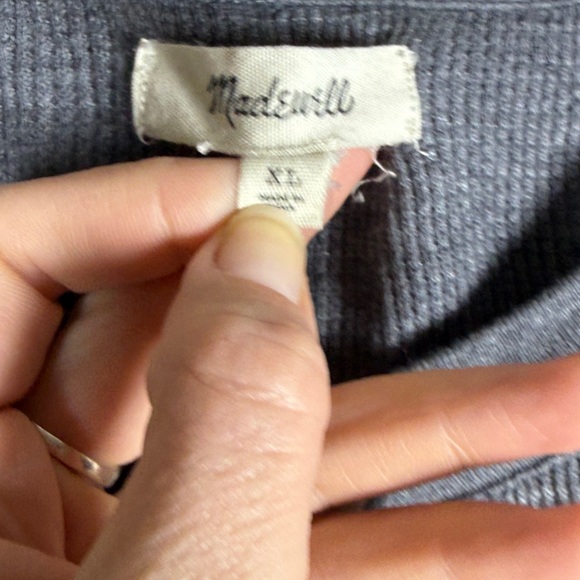 Madewell Top Heathered Thermal Henley Tee Long Sleeve Gray XL - Picture 10 of 12